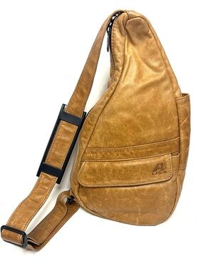 AmeriBag Healthy Back Tan Leather Sling Bag